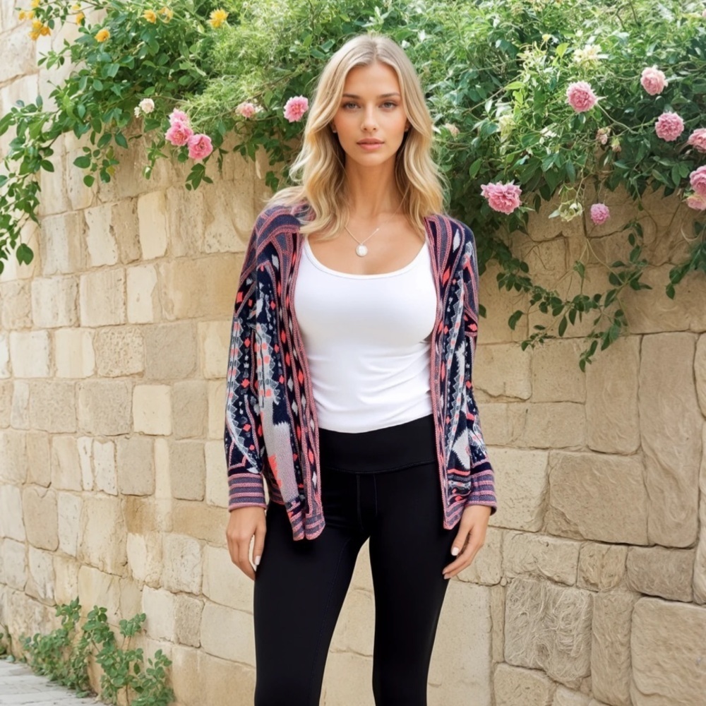 Metaphor Pink Blanket Aztec Print Sweater Xl